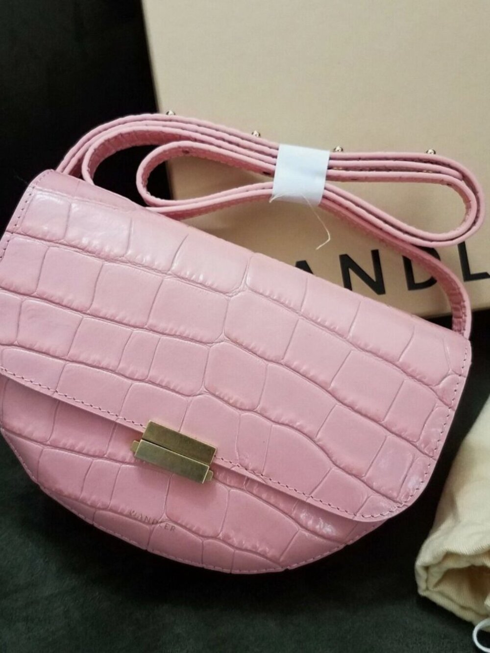 NEW Authentic WANDLER Big ANNA Croc-Effect Leather Belt Bag PINK